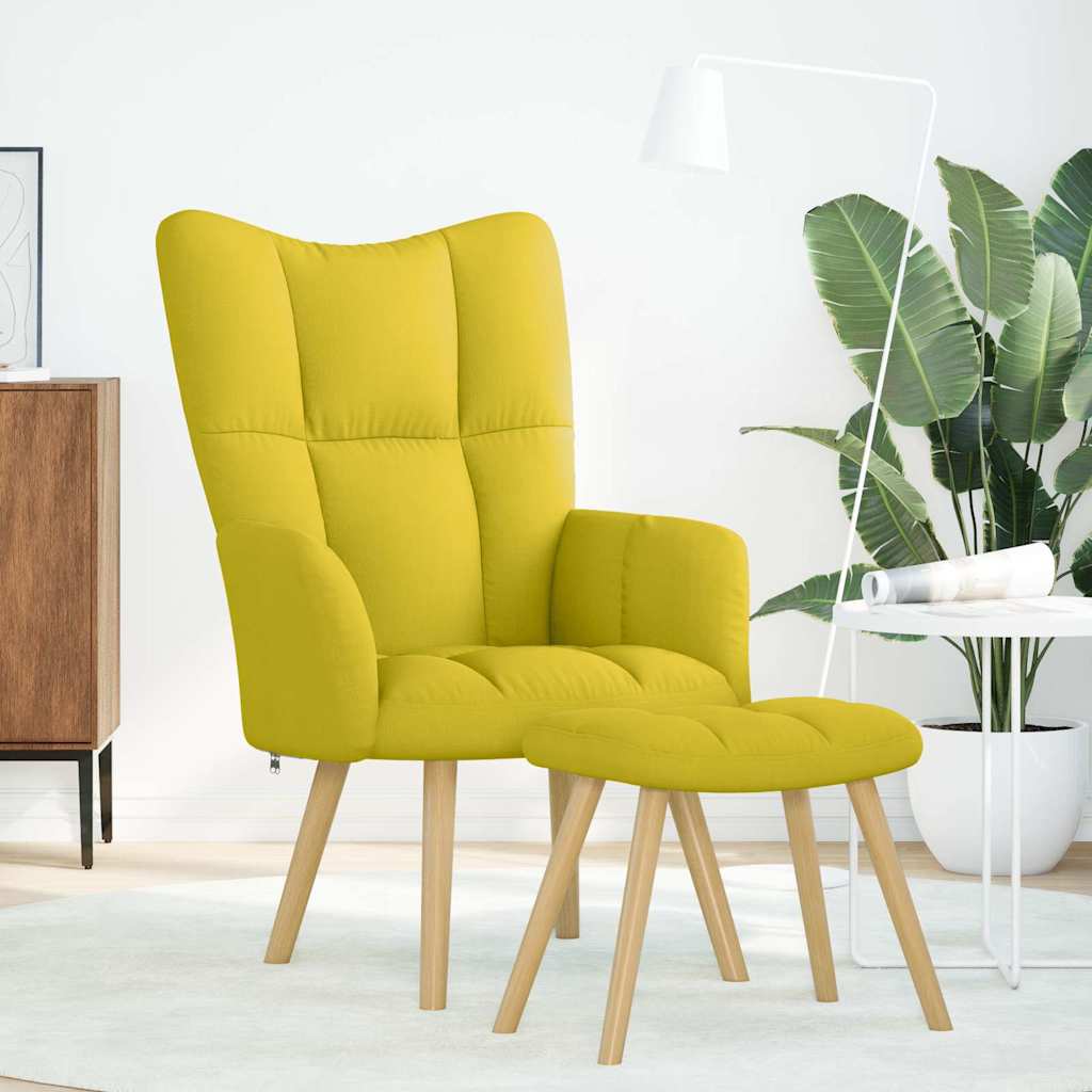 vidaXL Relaxsessel mit Hocker Hellgelber Stoff