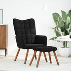 vidaXL Relaxsessel mit Hocker Schwarzer Samt