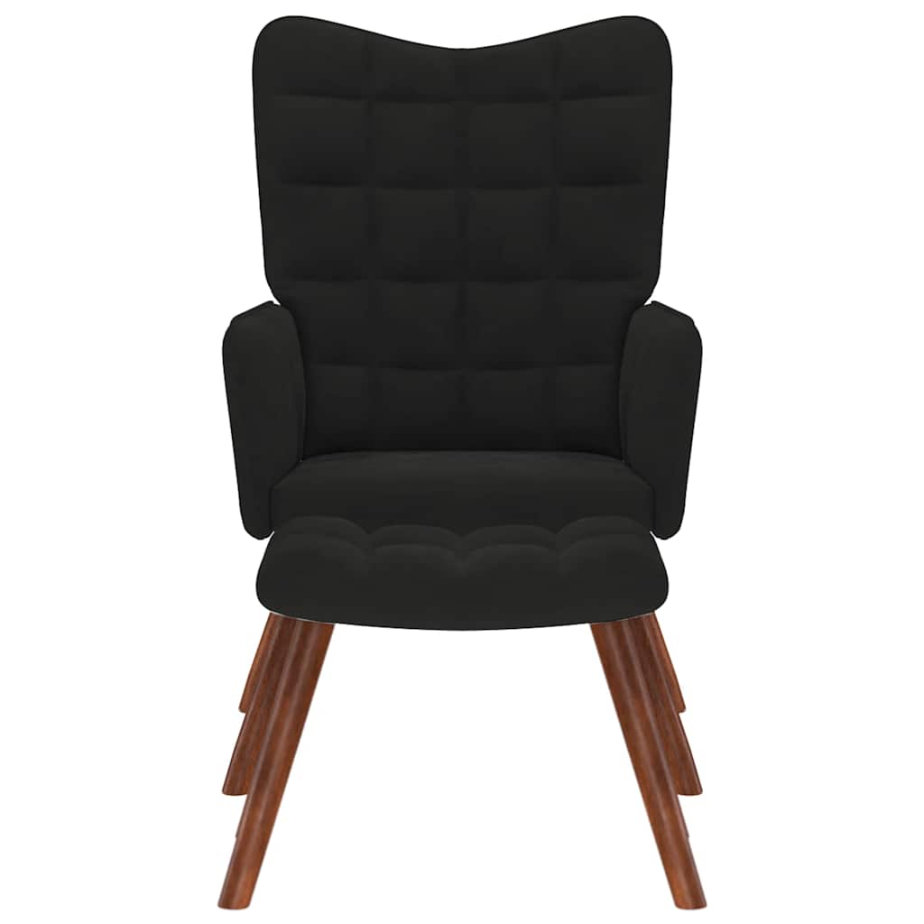 vidaXL Relaxsessel mit Hocker Schwarzer Samt