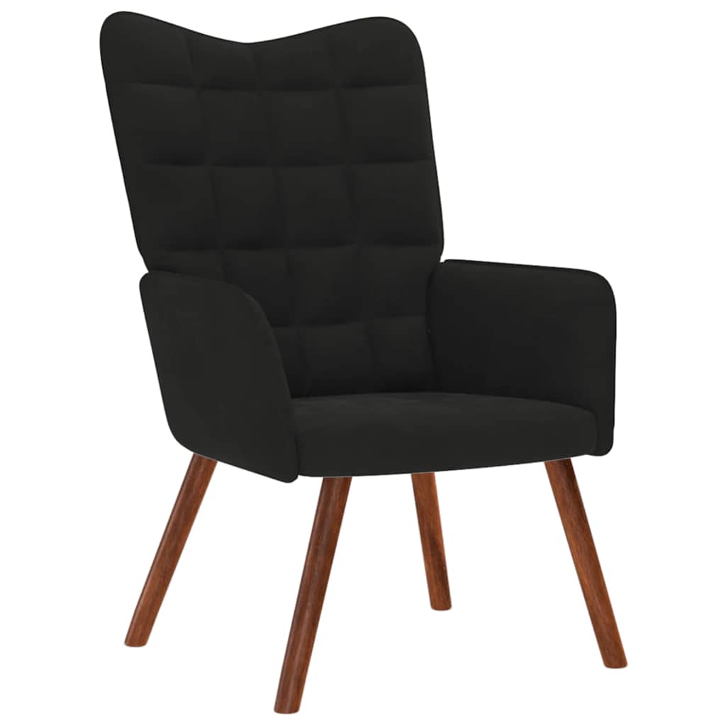vidaXL Relaxsessel mit Hocker Schwarzer Samt