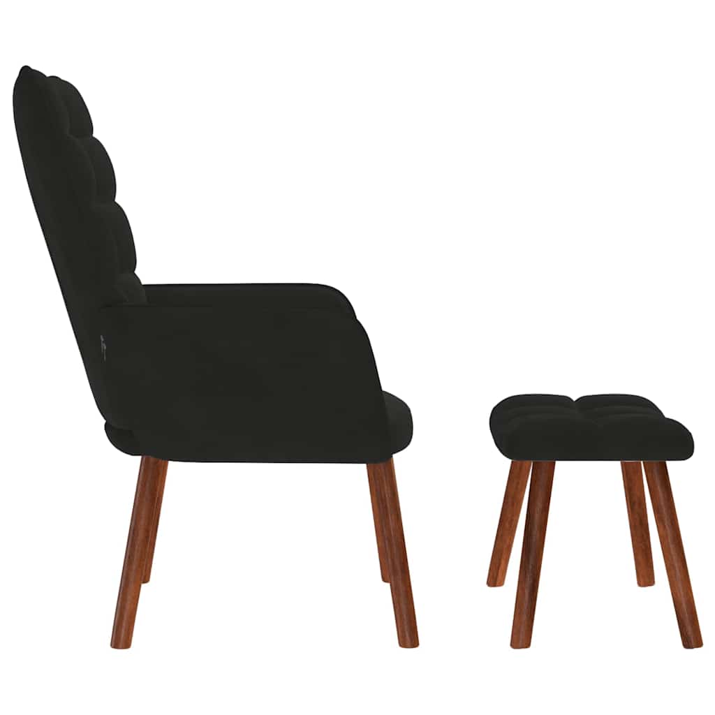 vidaXL Relaxsessel mit Hocker Schwarzer Samt