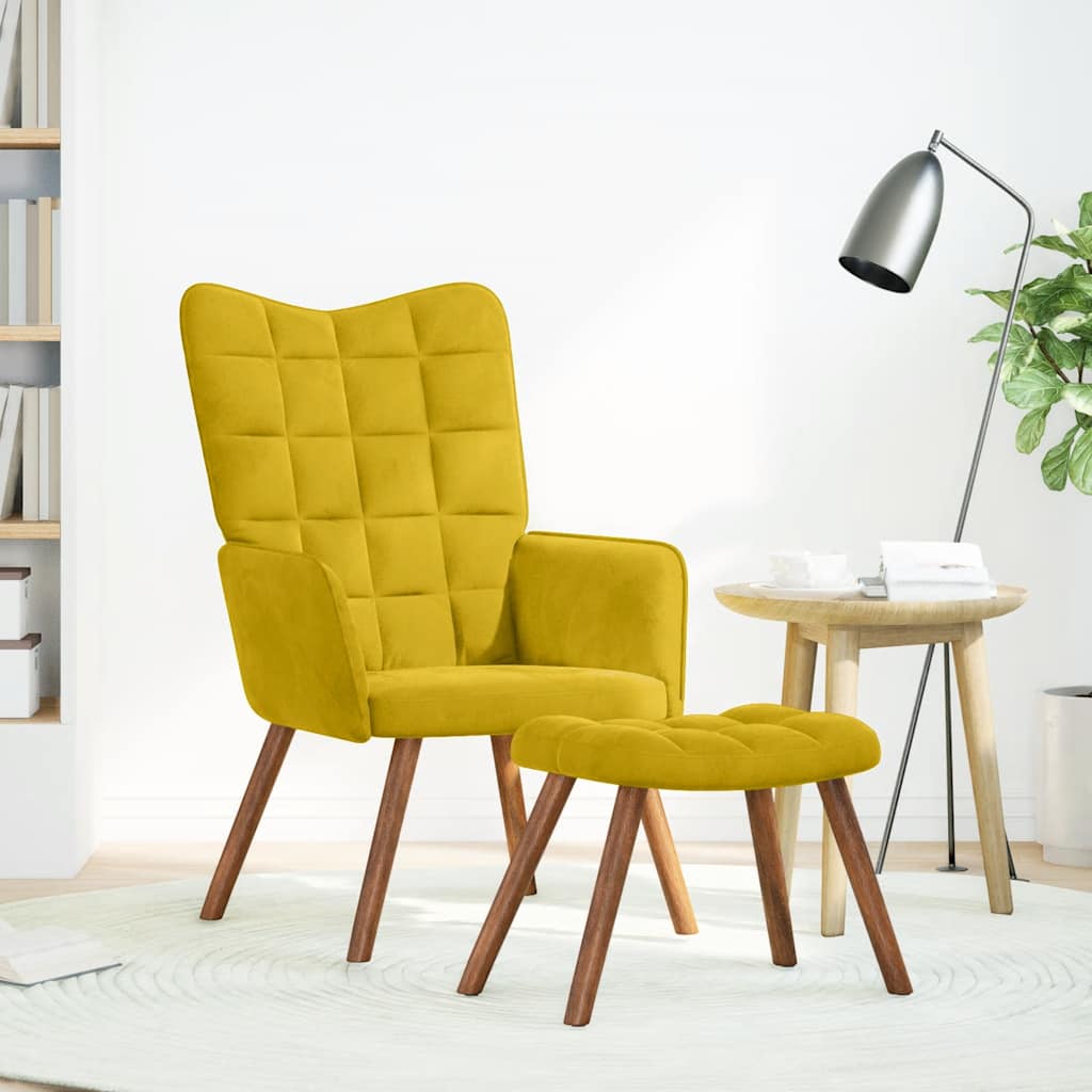 vidaXL Relaxsessel mit Hocker Gelber Samt