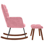 vidaXL Schaukelstuhl mit Hocker Pink Velvet