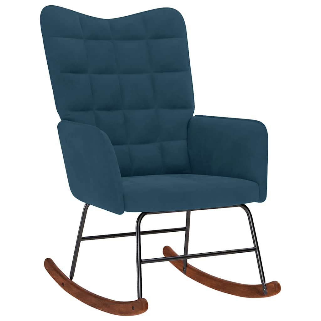 vidaXL Schaukelstuhl mit Hocker Blauer Samt