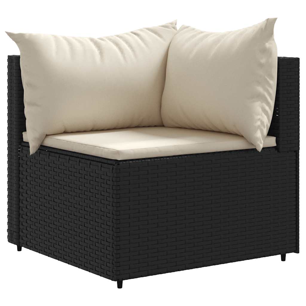 vidaXL 9-tlg. Garten-Lounge-Set mit Kissen Schwarz Poly Rattan