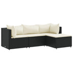 vidaXL 4-tlg. Garten-Lounge-Set mit Kissen Schwarz Poly Rattan
