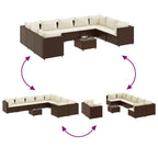 vidaXL 10-tlg. Garten-Lounge-Set mit Kissen Braun Poly Rattan