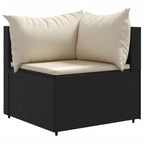 vidaXL 10-tlg. Garten-Sofagarnitur mit Kissen Schwarz Poly Rattan