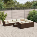 vidaXL 11-tlg. Garten-Sofagarnitur mit Kissen Schwarz Poly Rattan