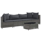 vidaXL 5-tlg. Garten-Sofagarnitur mit Kissen Grau Poly Rattan