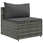 vidaXL 5-tlg. Garten-Sofagarnitur mit Kissen Grau Poly Rattan