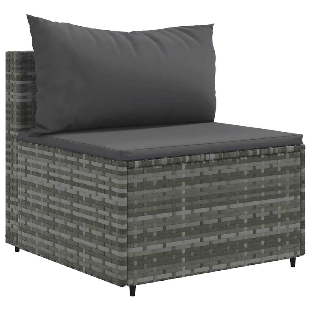 vidaXL 5-tlg. Garten-Sofagarnitur mit Kissen Grau Poly Rattan