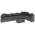 vidaXL 8-tlg. Garten-Sofagarnitur mit Kissen Grau Poly Rattan