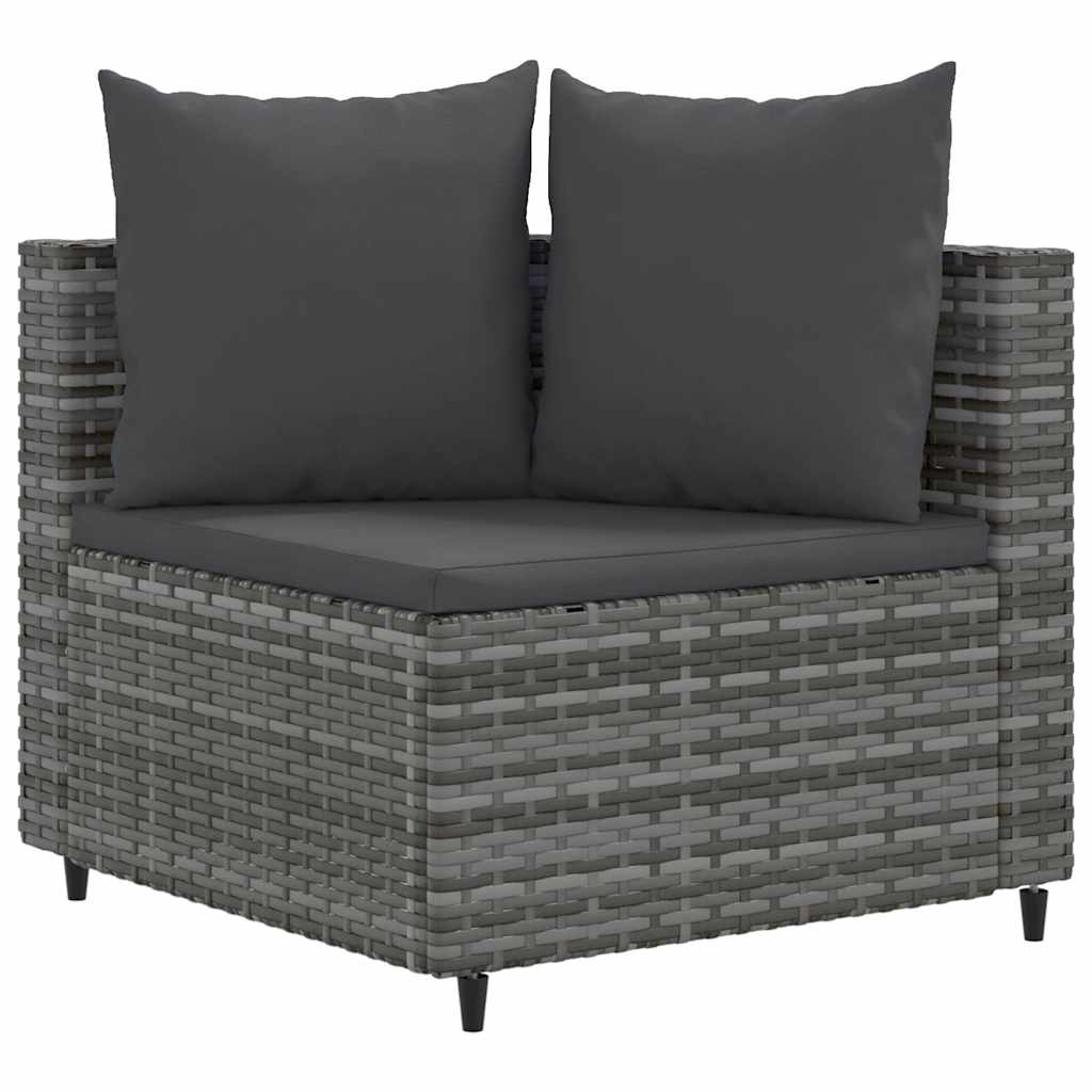 vidaXL 8-tlg. Garten-Sofagarnitur mit Kissen Grau Poly Rattan
