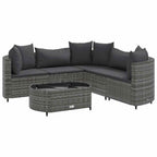 vidaXL 6-tlg. Garten-Sofagarnitur mit Kissen Grau Poly Rattan