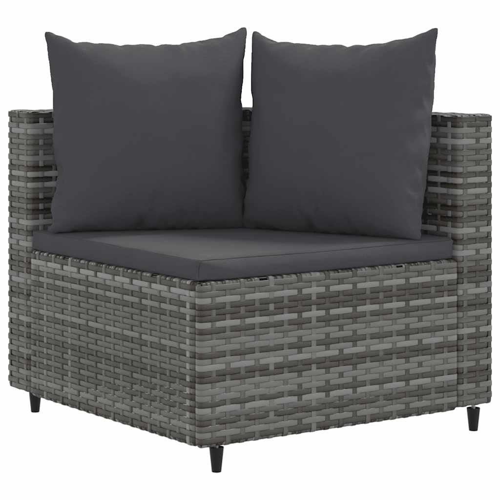 vidaXL 6-tlg. Garten-Sofagarnitur mit Kissen Grau Poly Rattan