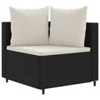 vidaXL 3-tlg. Garten-Sofagarnitur mit Kissen Schwarz Poly Rattan