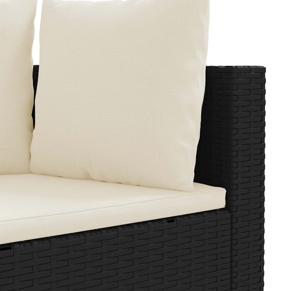 vidaXL 3-tlg. Garten-Sofagarnitur mit Kissen Schwarz Poly Rattan