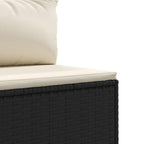 vidaXL 3-tlg. Garten-Sofagarnitur mit Kissen Schwarz Poly Rattan