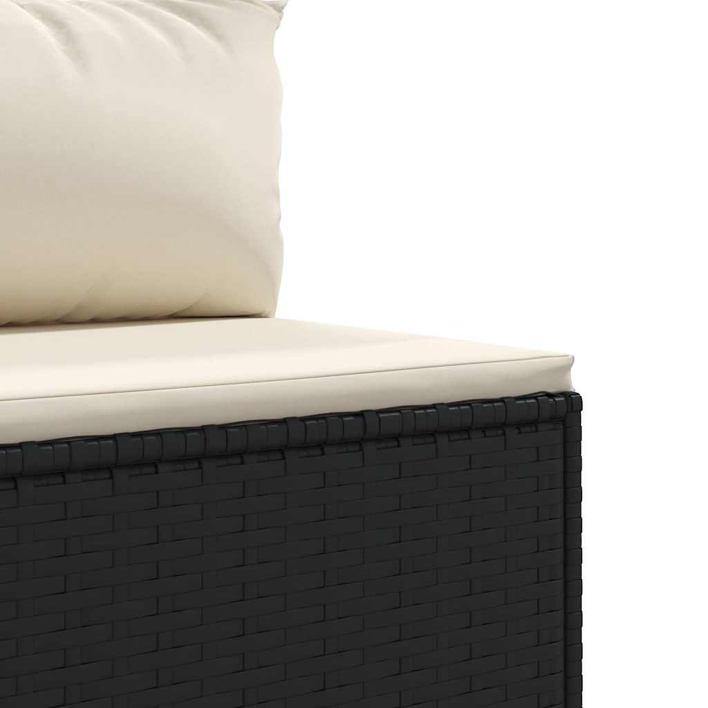 vidaXL 3-tlg. Garten-Sofagarnitur mit Kissen Schwarz Poly Rattan