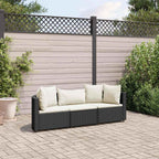 vidaXL 3-tlg. Garten-Sofagarnitur mit Kissen Schwarz Poly Rattan