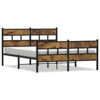 vidaXL Metallbett ohne Matratze Räuchereiche 150x200 cm