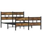 vidaXL Metallbett ohne Matratze Räuchereiche 150x200 cm