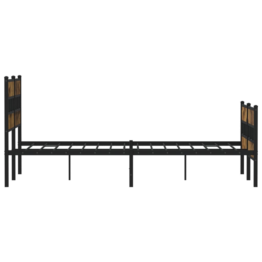 vidaXL Metallbett ohne Matratze Räuchereiche 150x200 cm
