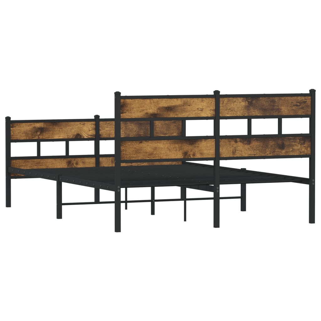 vidaXL Metallbett ohne Matratze Räuchereiche 150x200 cm