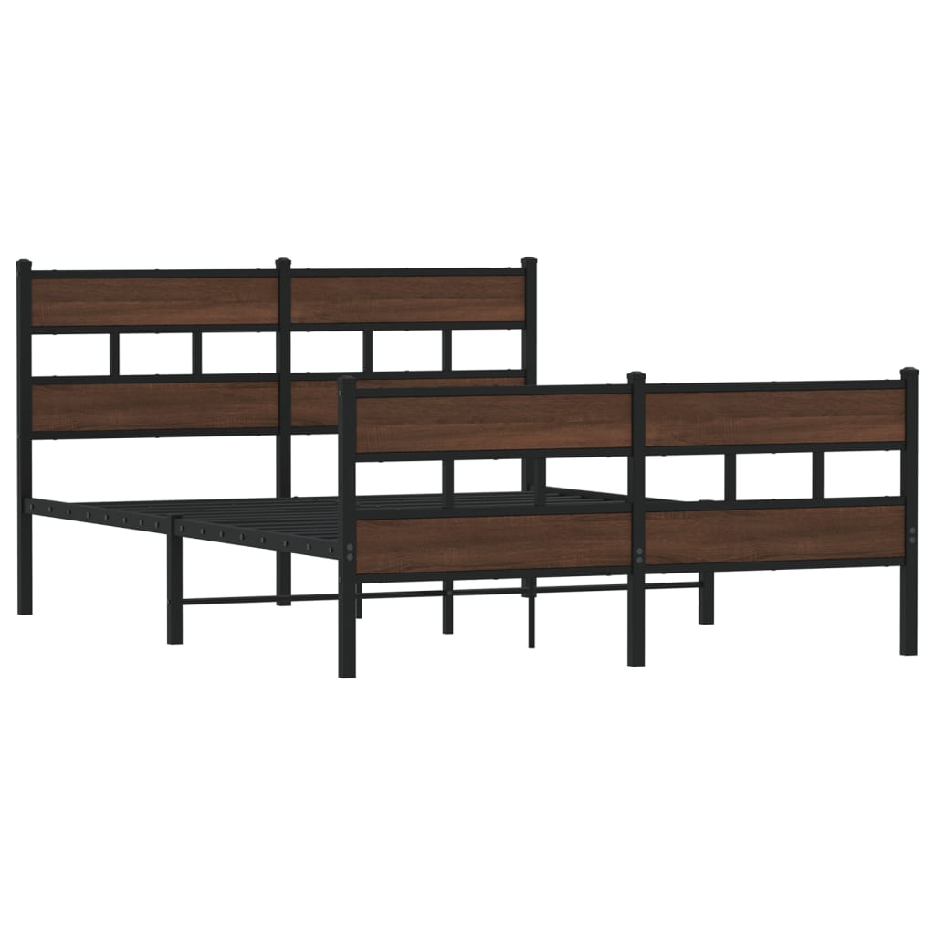 vidaXL Metallbett ohne Matratze Braun Eichen-Optik 150x200 cm