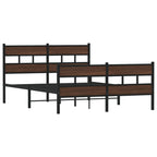 vidaXL Metallbett ohne Matratze Braun Eichen-Optik 150x200 cm