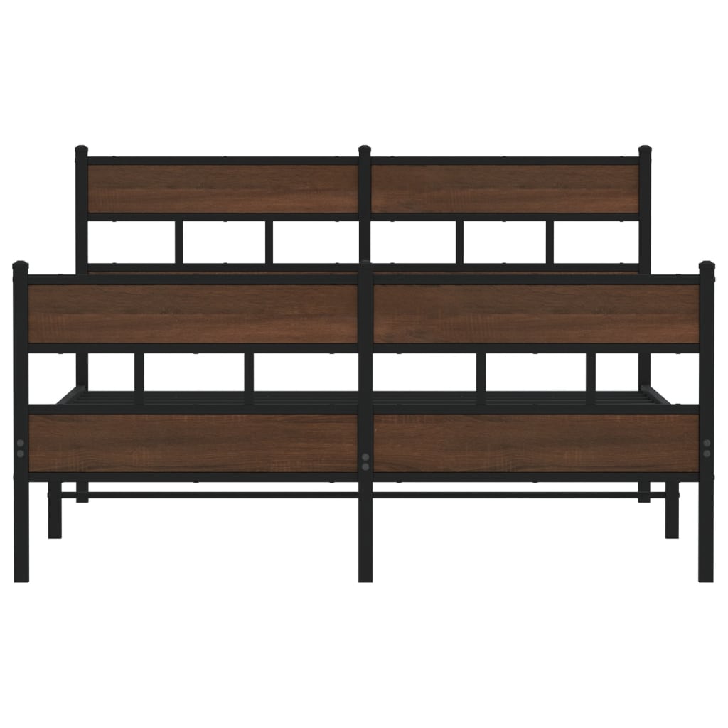 vidaXL Metallbett ohne Matratze Braun Eichen-Optik 150x200 cm