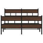 vidaXL Metallbett ohne Matratze Braun Eichen-Optik 150x200 cm