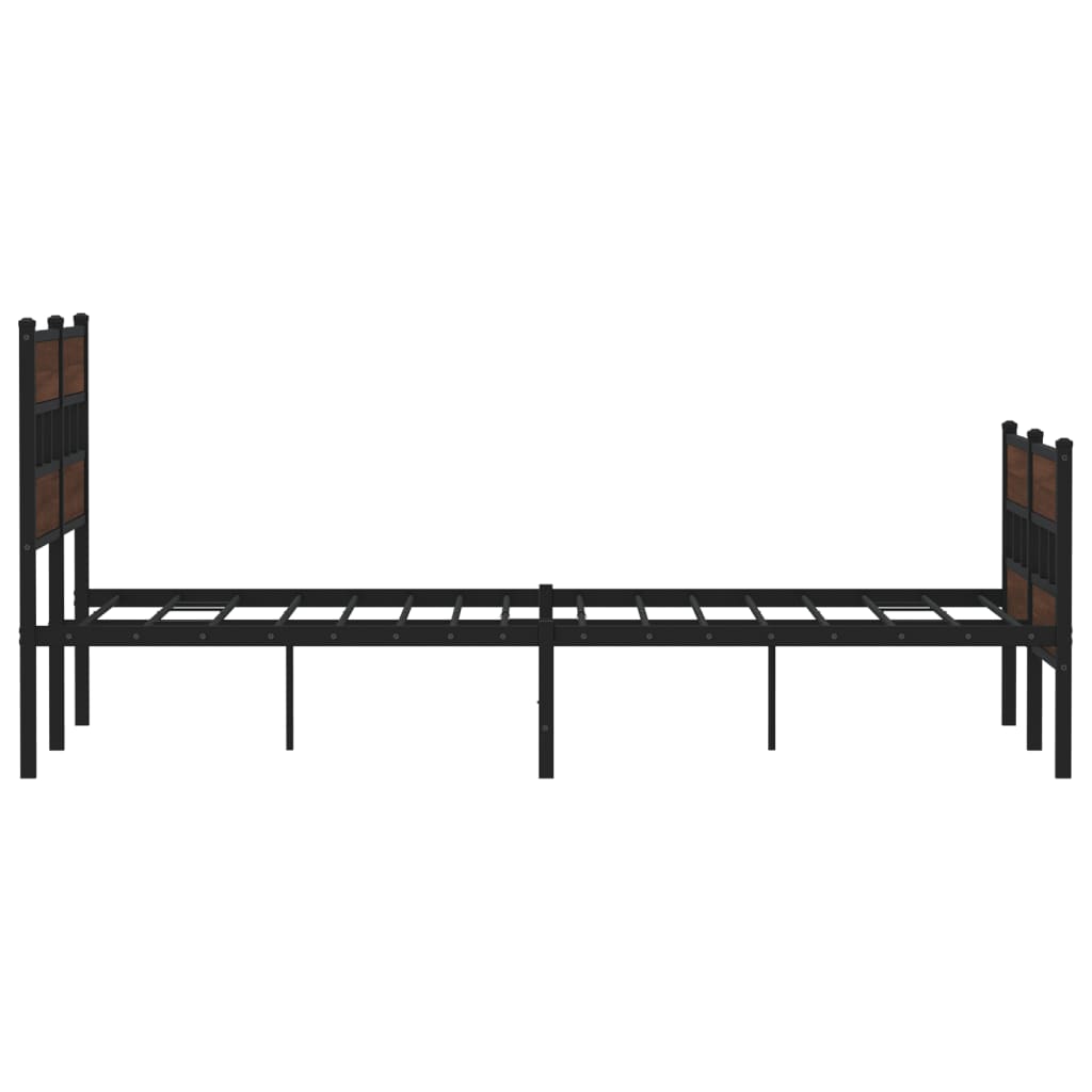 vidaXL Metallbett ohne Matratze Braun Eichen-Optik 150x200 cm
