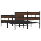 vidaXL Metallbett ohne Matratze Braun Eichen-Optik 150x200 cm