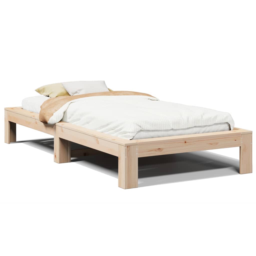 vidaXL Massivholzbett ohne Matratze 100x200 cm Kiefernholz
