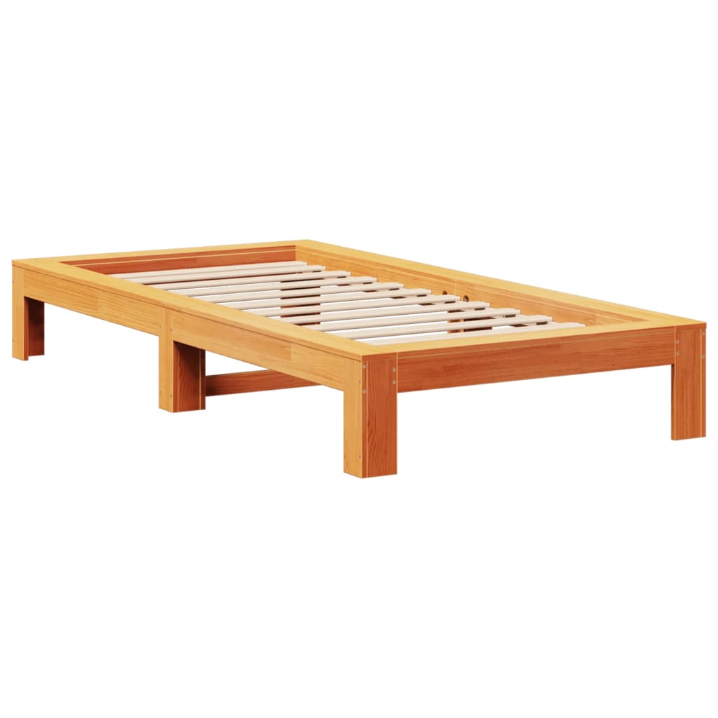 vidaXL Massivholzbett ohne Matratze Wachsbraun 100x200 Kiefernholz