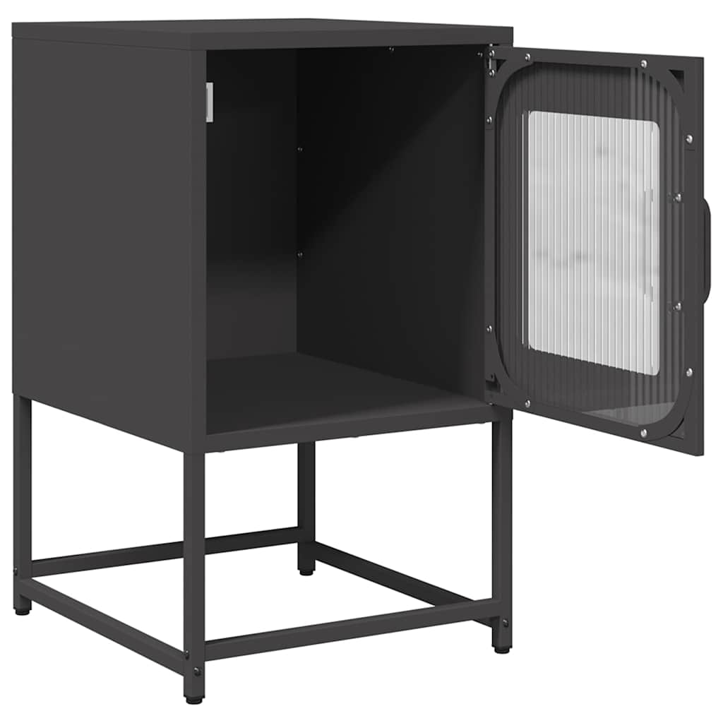 vidaXL Nachttisch Schwarz 36x39x60,5 cm Kaltgewalzter Stahl