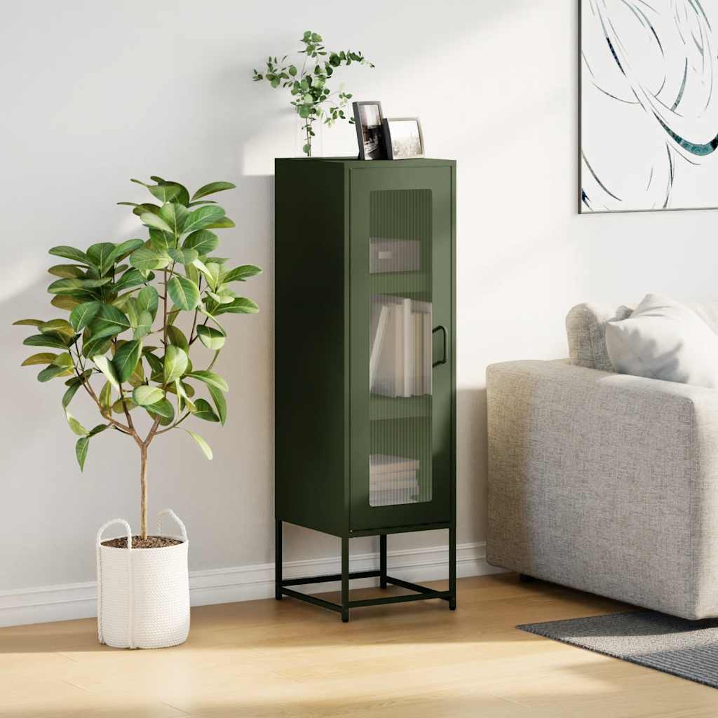 vidaXL Highboard Olivgrün 36x39x123 cm Kaltgewalzter Stahls