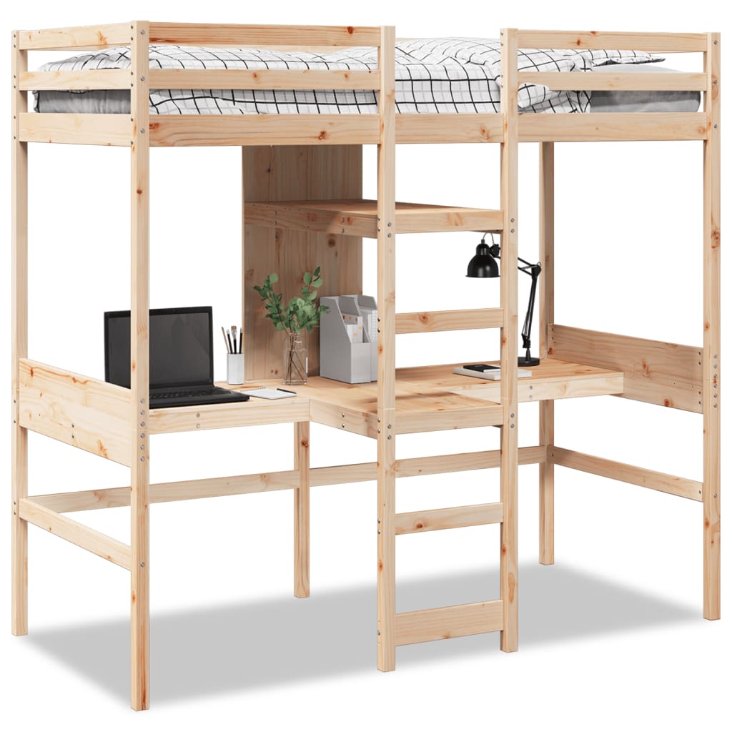 vidaXL Hochbett ohne Matratze 80x200 cm Massivholz Kiefer