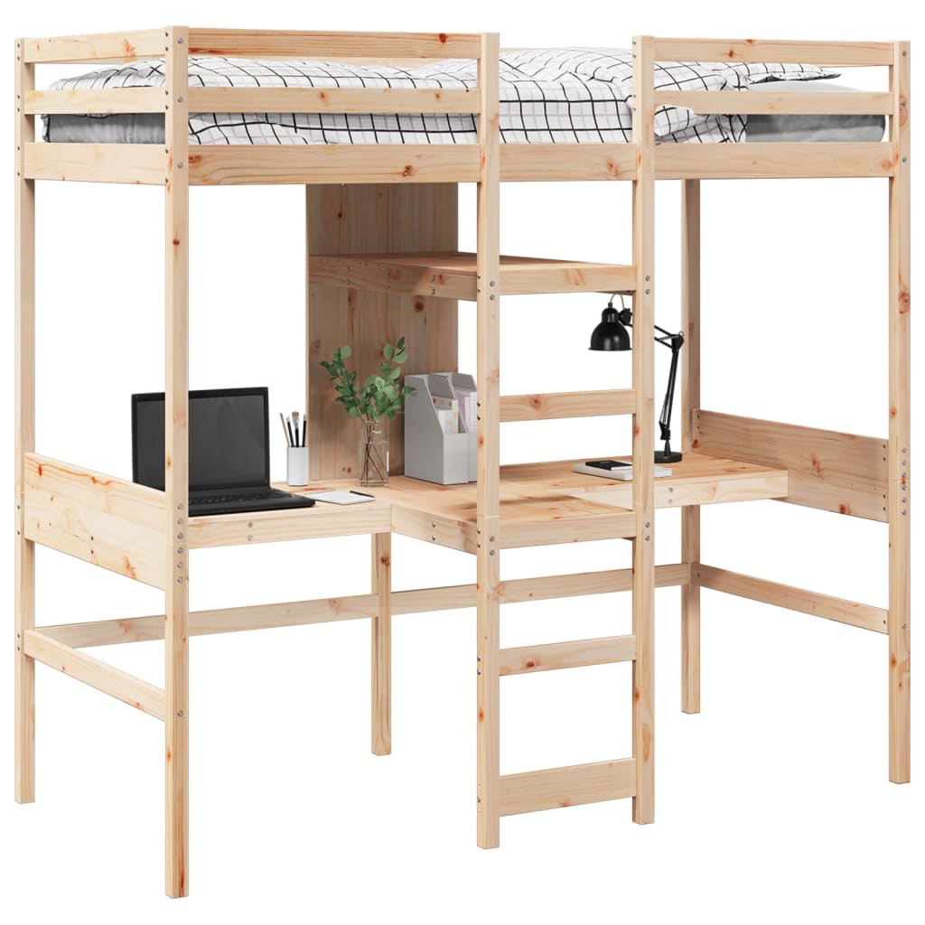 vidaXL Hochbett ohne Matratze 80x200 cm Massivholz Kiefer
