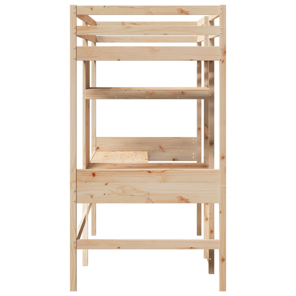 vidaXL Hochbett ohne Matratze 80x200 cm Massivholz Kiefer
