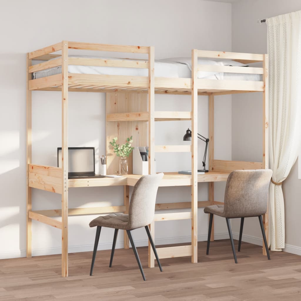 vidaXL Hochbett ohne Matratze 80x200 cm Massivholz Kiefer