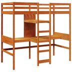 vidaXL Hochbett ohne Matratze Wachsbraun 80x200 cm Massivholz Kiefer