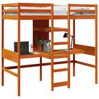 vidaXL Hochbett ohne Matratze Wachsbraun 80x200 cm Massivholz Kiefer