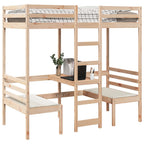 vidaXL Hochbett mit Schreibtisch & Stühlen 90x200 cm Massivholz Kiefer