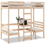 vidaXL Hochbett mit Schreibtisch & Stühlen 90x200 cm Massivholz Kiefer