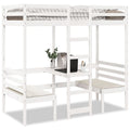 vidaXL Hochbett mit Schreibtisch & Stühlen Weiß 90x200 cm Kiefernholz