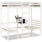 vidaXL Hochbett mit Schreibtisch & Stühlen Weiß 90x200 cm Kiefernholz