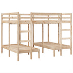 vidaXL Dreifach-Etagenbett 140x200/70x140 cm Massivholz Kiefer